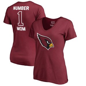 Arizona Cardinals NFL Pro Line by Fanatics Branded Women’s #1 Mom V-Neck T-Shirt