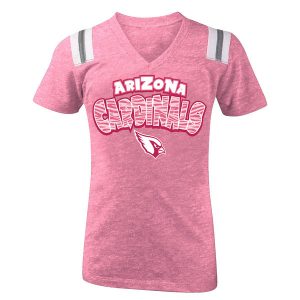 Girls Youth Arizona Cardinals 5th & Ocean by New Era Pink Zebra Tri-Blend V-Neck T-Shirt