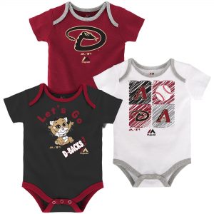 Majestic Arizona Diamondbacks Newborn & Infant Red/Black/White Go Team 3-Pack Bodysuit Set