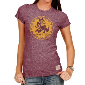 Arizona State Sun Devils Women’s Heathered Maroon Tri-Blend Crew Neck T-Shirt