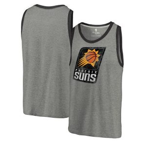 Phoenix Suns Heather Gray Distressed Logo Tri-Blend Tank Top