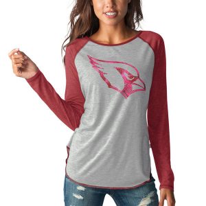 Women’s Arizona Cardinals Touch by Alyssa Milano Heathered Gray/Cardinal Line Drive Long Sleeve Raglan T-Shirt